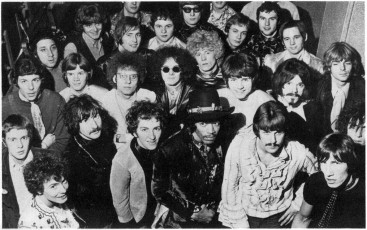 1967 late, On tour with Jimmy Hendrix, The Move, Amen Corner, Eire Apparent & The Outer Limits (Syd far right)