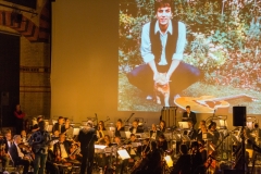 Syd and cat, behind the orchestra